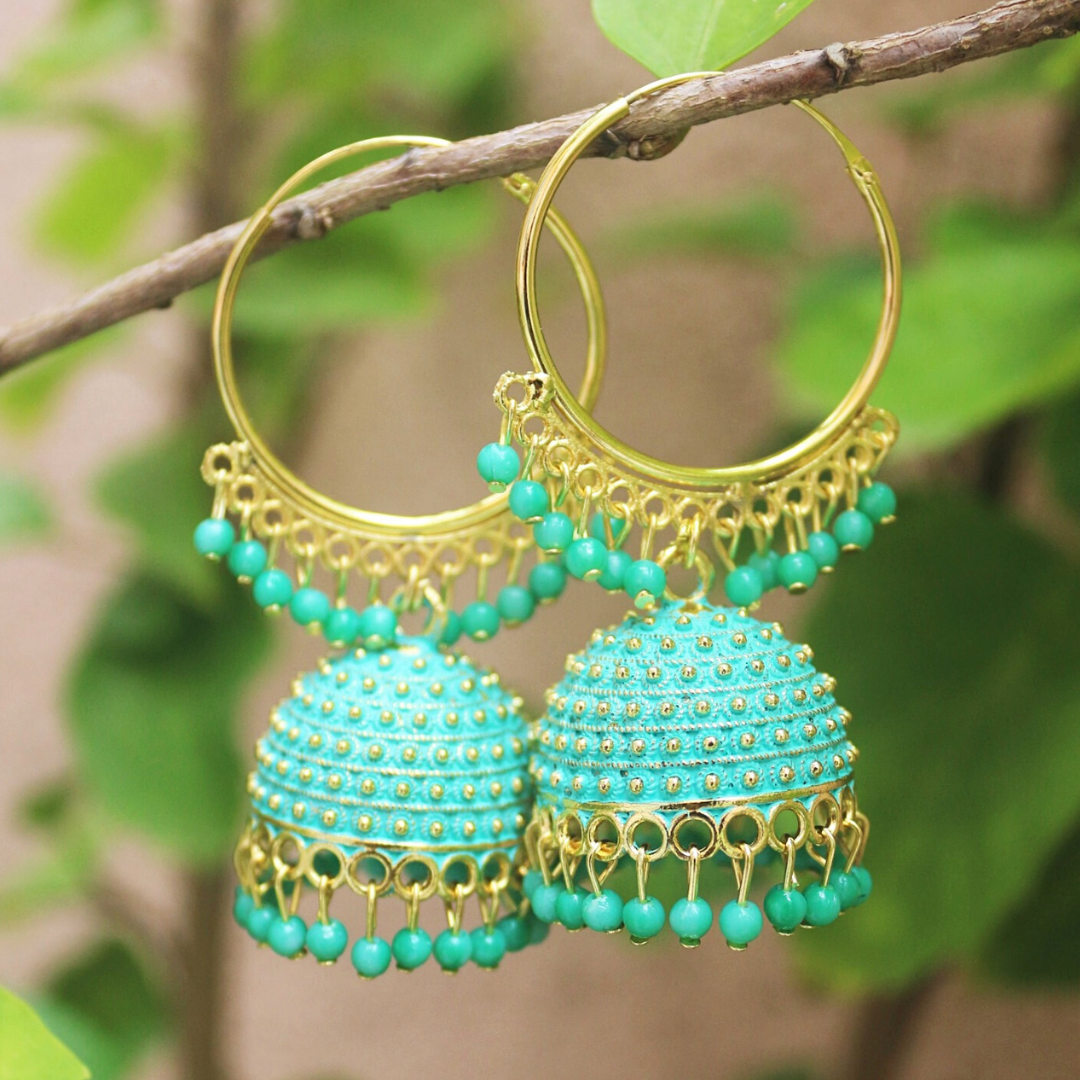 Ring Jhumkas Blue